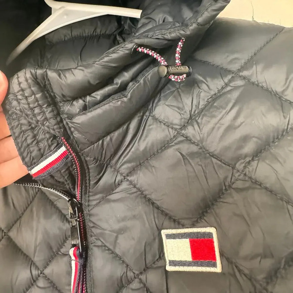 Tommy Hilfiger Wome Navy/black Puffer Jacket Quilted Packable Hooded Full Zip Sm - Picture 9 of 10